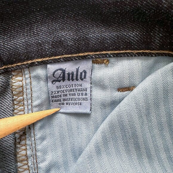 Anlo denim tab front ultra wide flare palazzo leg low rise jeans Sz 24 - Picture 7 of 9